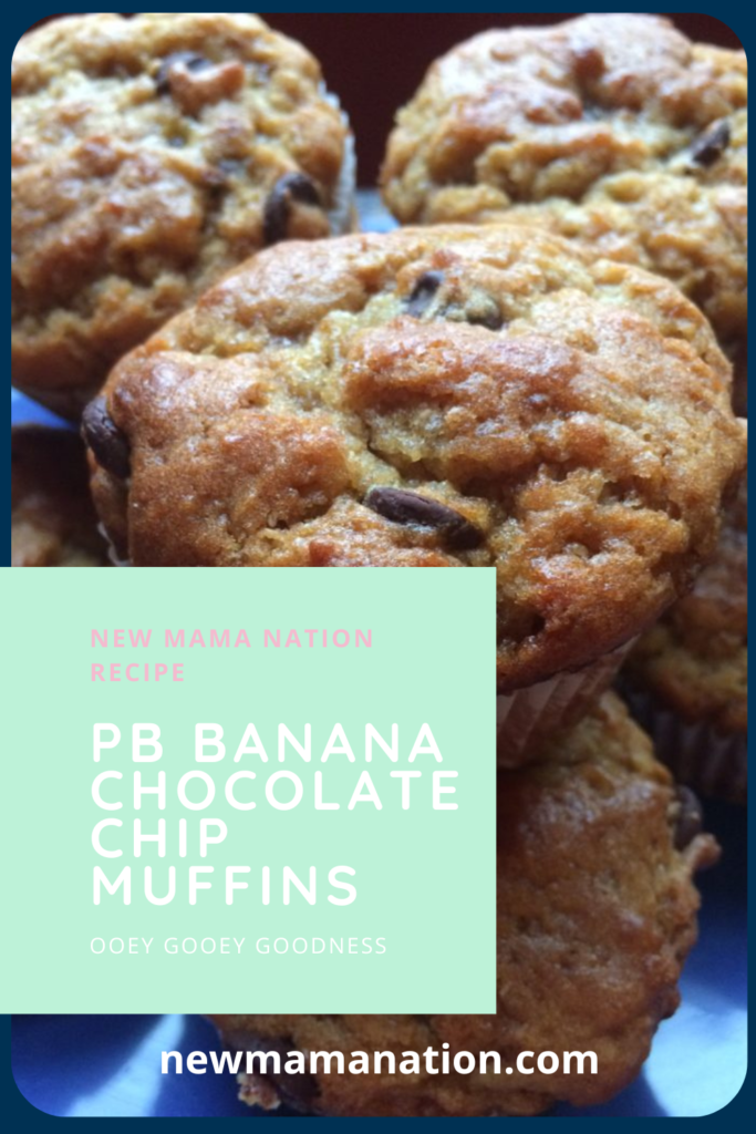 PB Banana Chocolate Chip Muffins | New Mama Nation